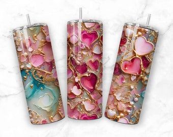 Valentines Day Hearts Tumbler Designs Png Sublimation Tumbler Design Ready to Print Straight Skinny Tumbler Wrap Instant Download