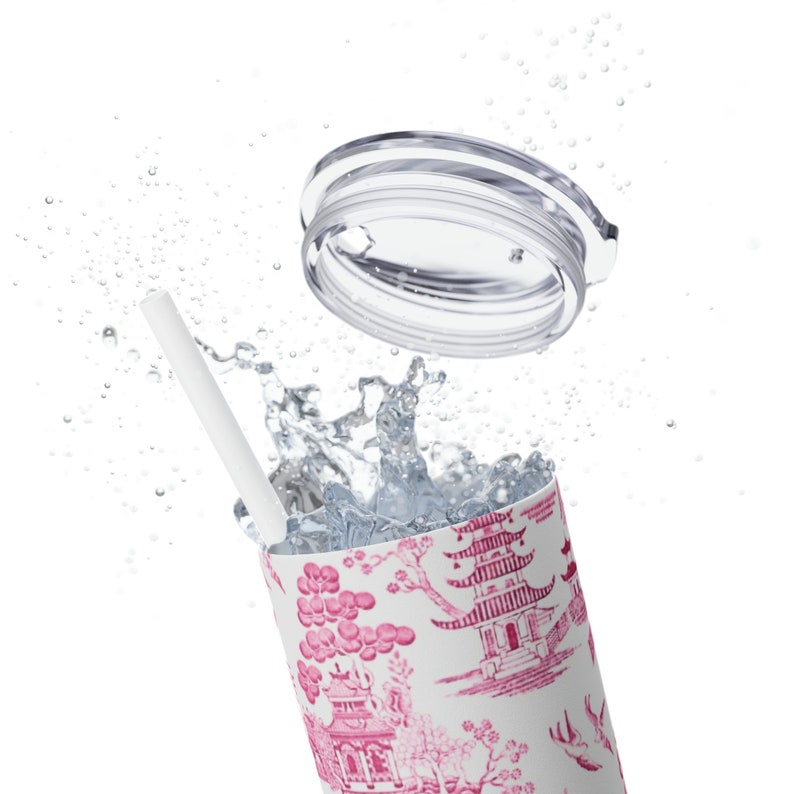 Pink Willow Toile 20oz Skinny Tumbler with Straw zdjęcie 10