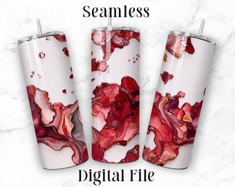 Cherry Red and White Agate 20oz Sublimation Tumbler Seamless Design Straight Skinny Tumbler Wrap Seamless PNG File