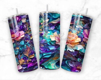 Pink Teal Yellow Lotus Flow Art 20oz Sublimation Tumbler Seamless Design Straight Skinny Tumbler Wrap Seamless PNG File