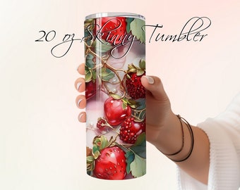 Strawberry Pearl 20oz Skinny Tumbler with Straw, 20oz Rhinestone Bling Travel Mug