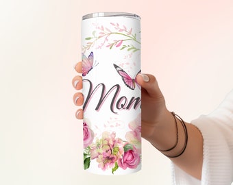 Mothers Day Gift Flower Wreath 20oz Skinny Tumbler for MOM with Straw