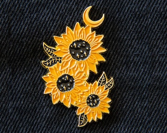 Gelbe Sonnenblume Brosche Zum Anstecken – Flower Power Accessoire Für Hippie-Kostüm | Party & Karneval