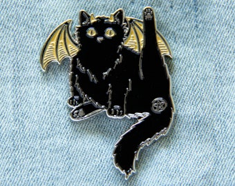 Ectogasm Demon Black Cat Pentacle Butthole Enamel Pin - Cute Satanic Butt Accessory Silver Witchy Fashion Alternative Style Stocking Stuffer