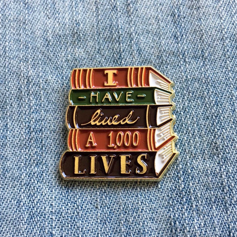 Library Book Pin Book Stack Enamel Pin - Etsy
