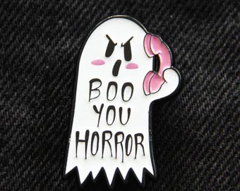 Boo You Ghost Enamel Pin: Spooky 90s Movie Quote Lapel Pin