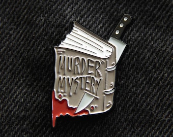 Murder Mystery Book Enamel Pin - Dark Horror Literature Gift for Readers, Alternative Fashion Accessory Unisex Punk Style Lapel Brooch
