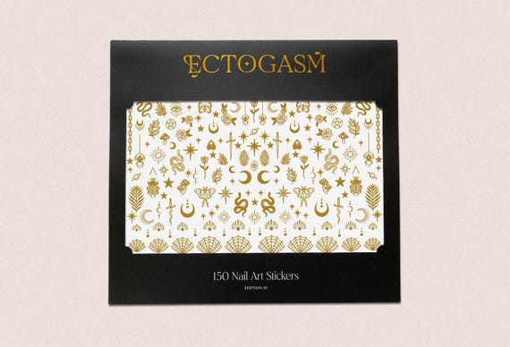 Gold Witchy Nail Stickers Art Decals for Manicure - Snakes, Moths, Stars, Spiders, Cobwebs For Halloween Style Goth Fashion Witch Aesthetic
