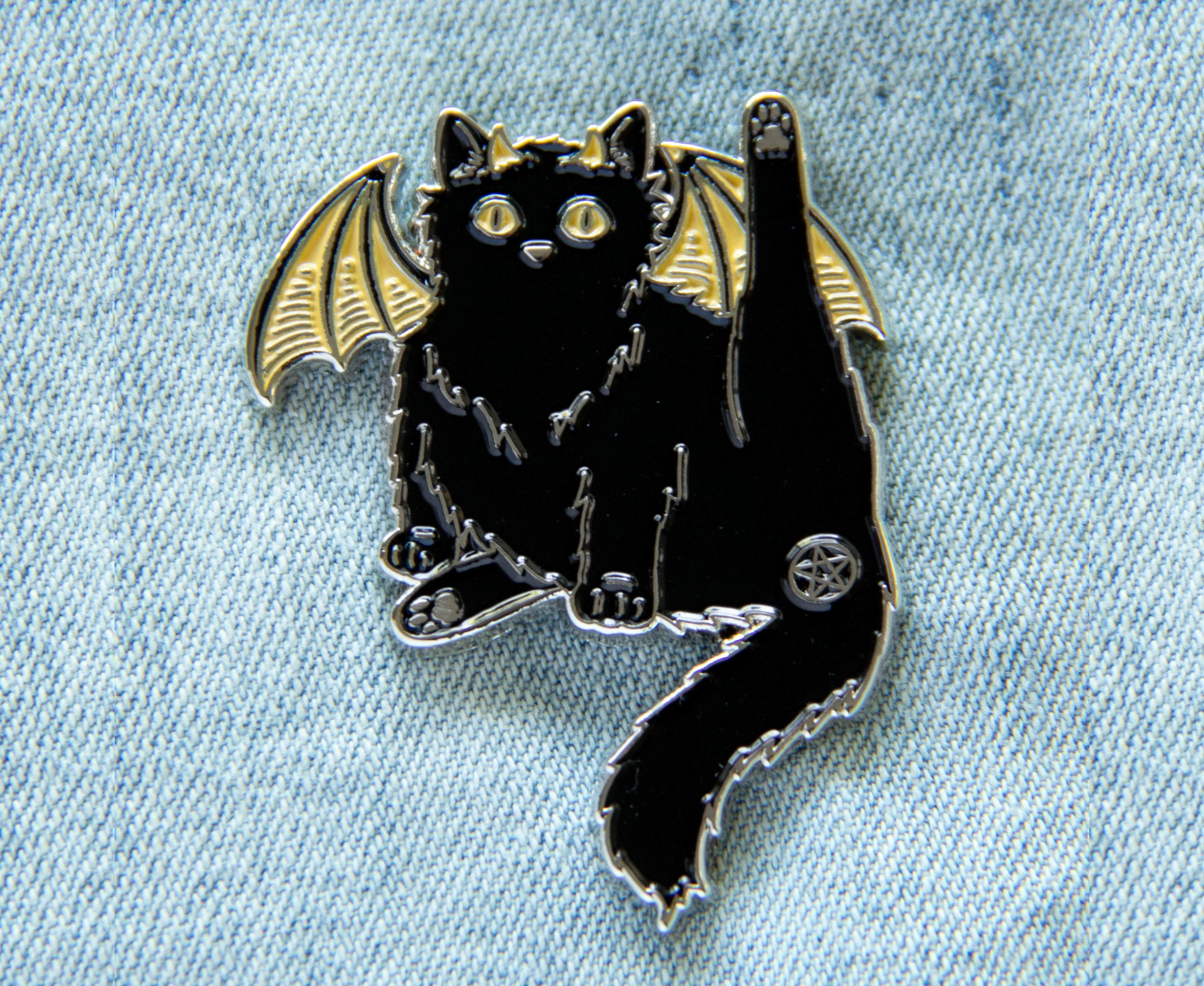 Ectogasm Demon Black Cat Pentacle Butthole Enamel Pin - Cute Satanic …