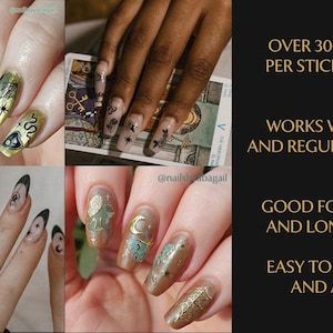 Castlecore Nail Stickers Gold Foil - Medieval Fantasy Manicure Decals for Witchy Nail Art Whisigoth Style Goblincore Fashion Dragon, Knight image 8