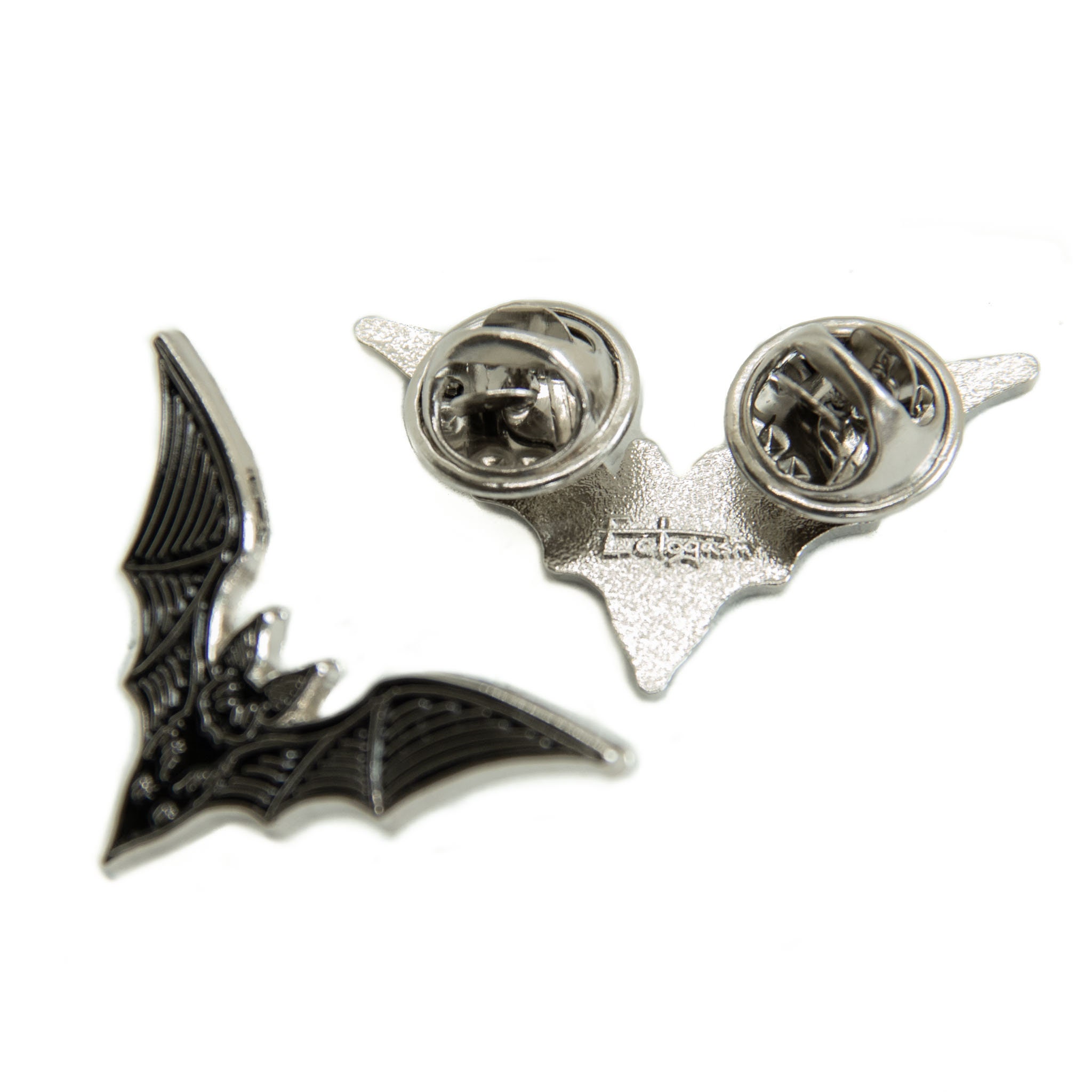 Bat Collar Point Enamel Pin Set of 2 Black and Silver - Alternative Goth Fashion Witchy Style Halloween Gift Spooky Lapel Jewelry Accessory