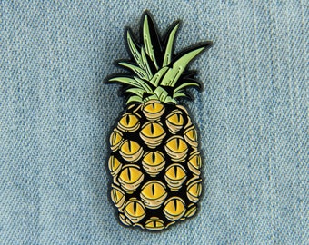 Pineapple with Creepy Eyes Enamel Pin - Unisex Punk Fashion Nautical Beachy Style Accessory Lapel Button Badge - Men's Gift Tropical Fruit