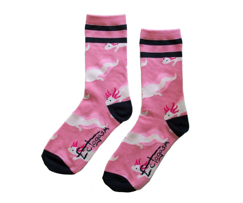 Black Axolotl Unisex Crew Socks Quirky Animal Pattern Pink Funny Fashion Style Mens Women/'s Gift Cute Amphibian Creature Aquatic Pet