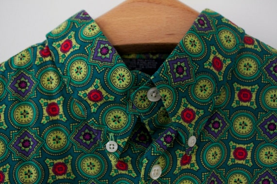 Vintage Nautica Green Pattern Button Down - image 1