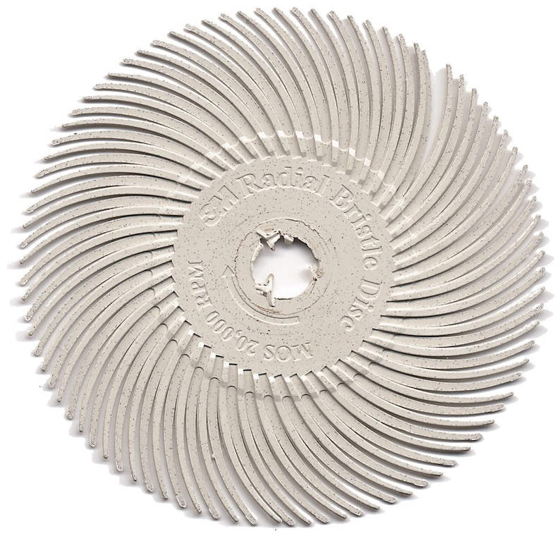 3\u201d dia. White Pack of 6 120 Grit Radial Bristle Disc