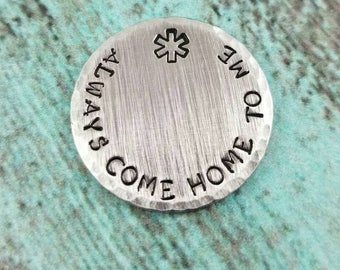 Paramedic Pocket Token, First Responder Pocket Tocken, Sentimental Gift,Custom Pocket Coin, paramedic good luck charm, always come home