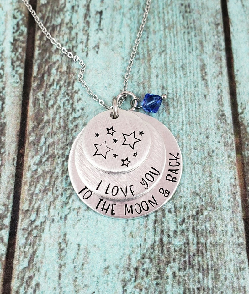 Mom/'s day gift gift for her birthstone necklace gift for mom Mother/'s Day to the moon and back necklace Love you to the moon and back