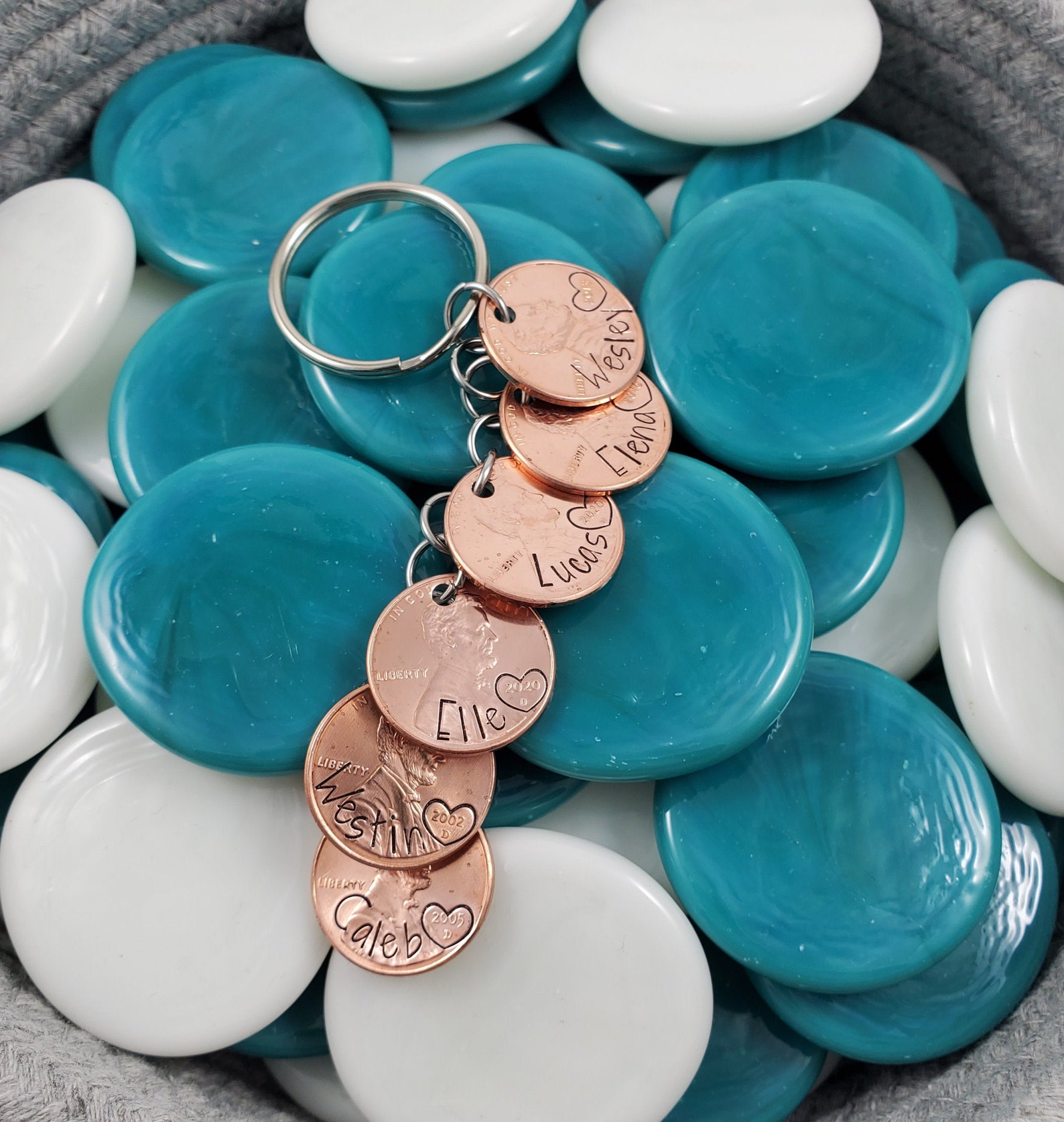 Lucky Us Keychain Penny Keychain Birthday Keychain Etsy
