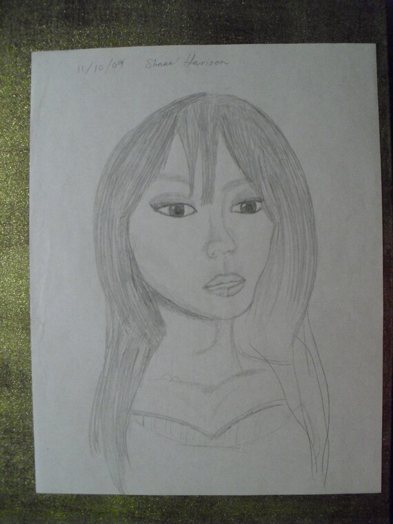 Beautiful Woman Pencil Drawing 2009 Cartoon Art Illustration