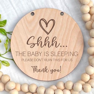 The Baby is Sleeping Sign, Please Don&#39;t Ruin This For Us, Nursery Door Hanger, Baby Sleeping Door Sign, Baby Shower Gift, Nursery Decor