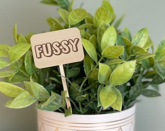 Fussy, Funny Plant Marker, Engraved Plant Stake, Funny Plant Sign, Gift for Plant Lover, Funny Plant Saying, House Plant Accessories