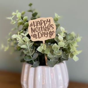 Marqueur pour plante Joyeuse fête des mères, piquet de plante gravé, plaque de plante en pot, cadeau pour les amateurs de plantes, décoration de jardin, décoration de plante