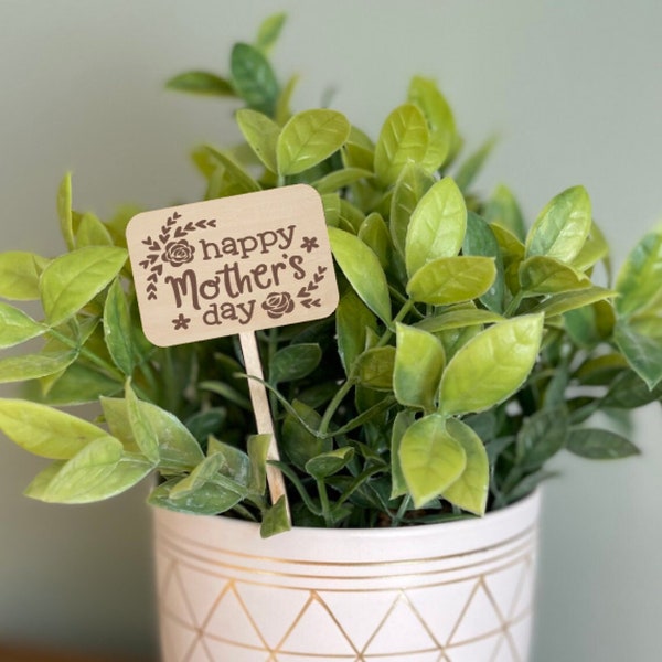 Happy Mother's Day Plant Marker, Engraved Plant Stake, Potted Plant Sign, Gift for Plant Lovers, Garden Decor, Plant Decor