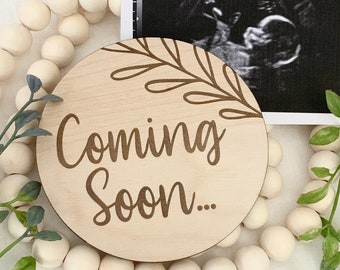 Pregnancy Announcement Sign, New Baby, Coming Soon, Maternity Photo Prop, Laser Engraved Wood Signs, Personalized Wood Sign, Baby Keepsake,