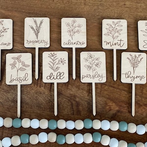 Single Herb Marker, Herb Plant Markers, Herb Tags, Garden Signs, Herb Garden Plant Stakes, Engraved Plant Markers, Mothers Day Gift Ideas image 1