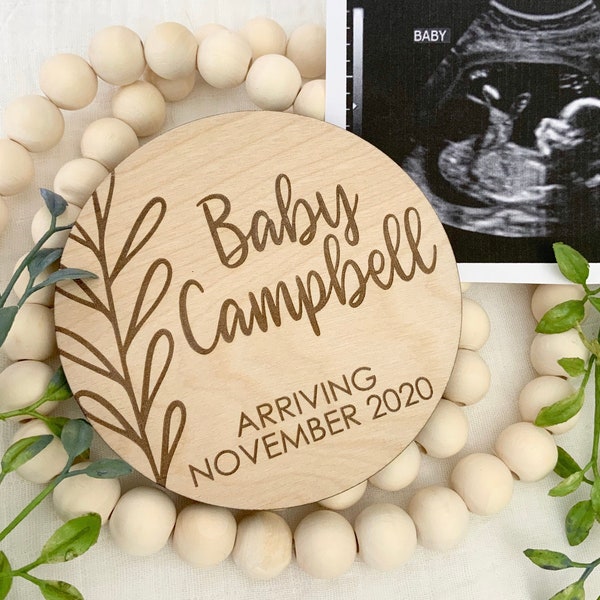 Pregnancy Announcement Sign, New Baby, Coming Soon, Maternity Photo Prop, Laser Engraved Wood Signs, Personalized Wood Sign, Baby Keepsake,