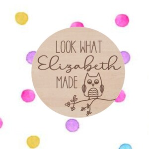 Personalized Made By Magnets, Custom Refrigerator Magnet, Set of 2, Child’s Artwork Hanger, Wood Magnet, Engraved Wood, Laser Cut Magnet