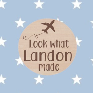 Personalized Look What I made Magnet, Airplane Refrigerator Magnet, Stocking Stuffer, Child’s Artwork Hanger, Wood Magnet, Engraved Wood
