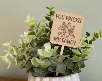 You Prickle My Fancy, Funny Plant Marker, Succulents, Wood Plant Stake, Funny plant Sign, Housewarming Gift for Plant Lover, Plant Accessory