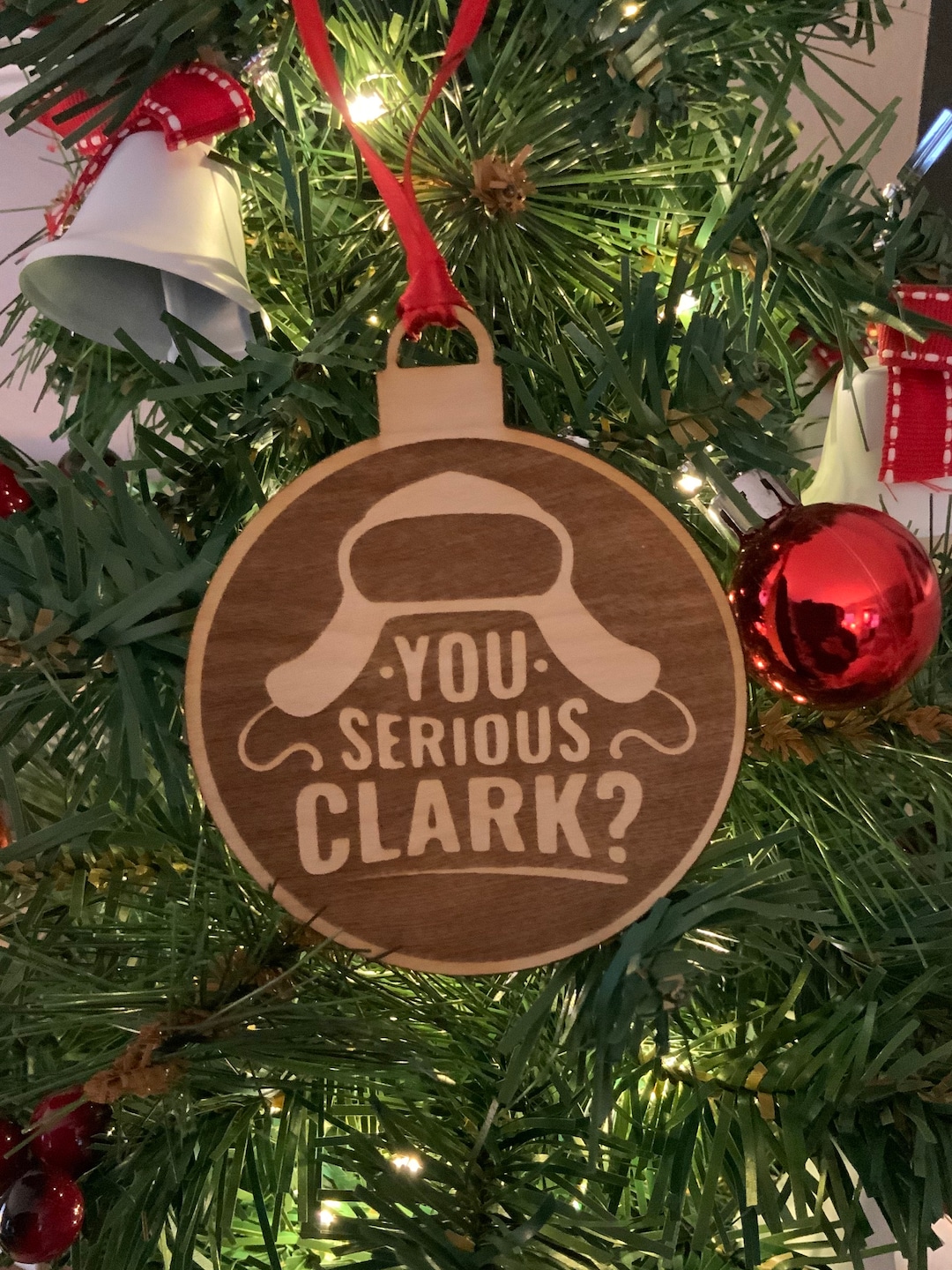 Laser Engraved Round Wood Christmas Ornament National Lampoon Etsy