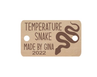 Personalized Temperature Snake Blanket Button, Engraved Wood Label, Crochet Blanket, Knit Blanket, Handmade Blanket Button, Engraved Wood