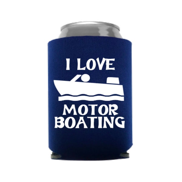 I Love Motor Boating, Funny Can Cooler, Gifts for Him, Stocking Stuffer, Boat. Fishing, Secret Santa Gift Ideas, Drink Holder, Gag Gift