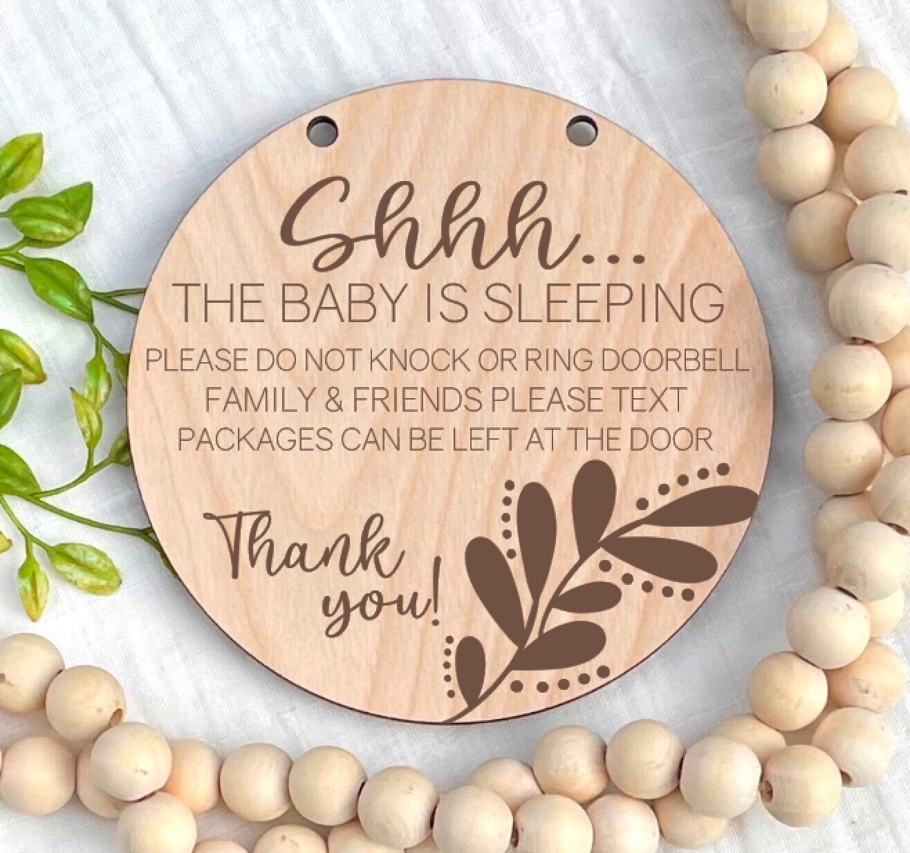 Baby Sleeping Sign, Shhh Baby Sleeping Door Sign Wooden Baby Sleeping