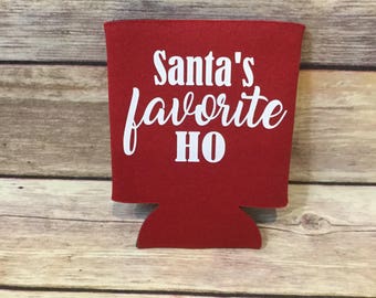 Santa’s Favorite Ho, Christmas Can Cooler, Funny Stocking Stuffers, Holiday Party Favors, Funny Christmas Gift, St Nick, White Elephant