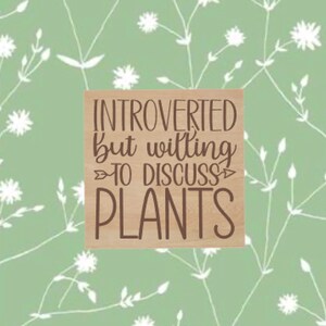 Introverted But Willing to Discuss Plants Refrigerator Magnet, Laser Cut Wood Magnet, Plant Pun Magnet, Birthday Gift Idea, Plant Lovers