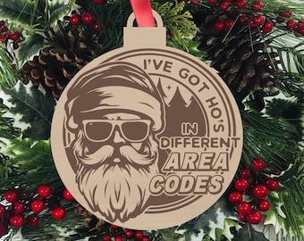 I've Got Hos in Different Area Codes, Funny Christmas Ornament, Santa Claus, Funny Adult Humor Ornament, Stocking Stuffer, St. Nick Gift