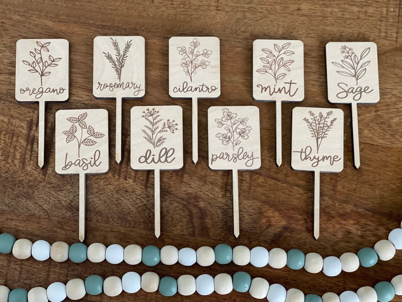 Single Herb Marker, Herb Plant Markers, Herb Tags, Garden Signs, Herb Garden Plant Stakes, Engraved Plant Markers, Mothers Day Gift Ideas image 1