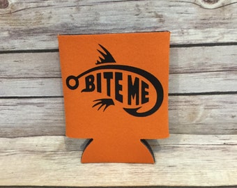 Bite Me Fishing Lure, Funny Can Cooler, Gifts for Him, Father's Day Gift Ideas, Fishing Trip, Drink Holder, Stocking Stuffers, Secret Santa