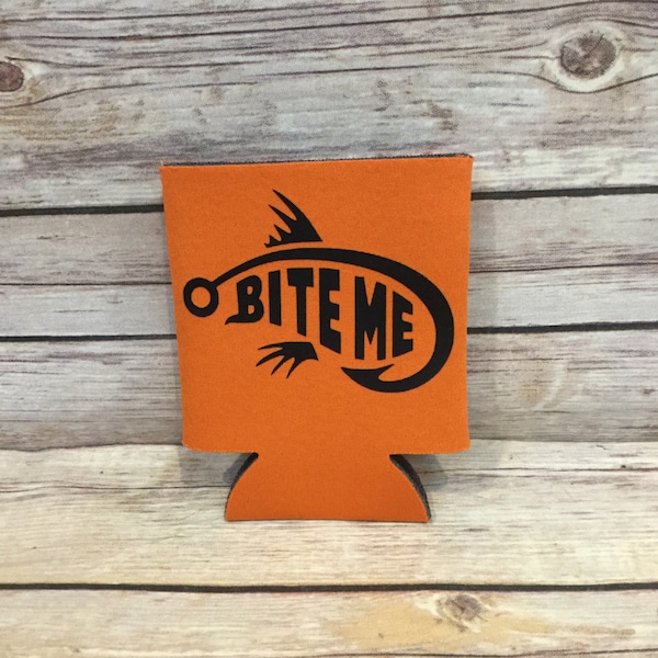 Bite Me Fishing Lure, Funny Can Cooler, Gifts for Him, Father's Day Gift Ideas, Fishing Trip, Drink Holder, Stocking Stuffers, Secret Santa