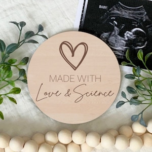 IVF Pregnancy Announcement Sign, Made With Love And Science, IVF IUI Keepsake Plaque, Birth Announcement, New Baby,