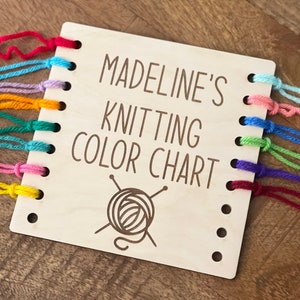 Personalized Knitting Color Chart, Reusable Wood Card, Knitted Blanket Color Chart, Knitting Accessories, Blanket Making