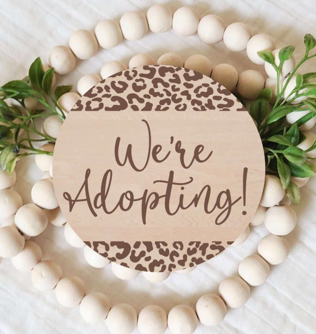Leopard Print Adoption Announcement Sign, We're Adopting, Adoption ...