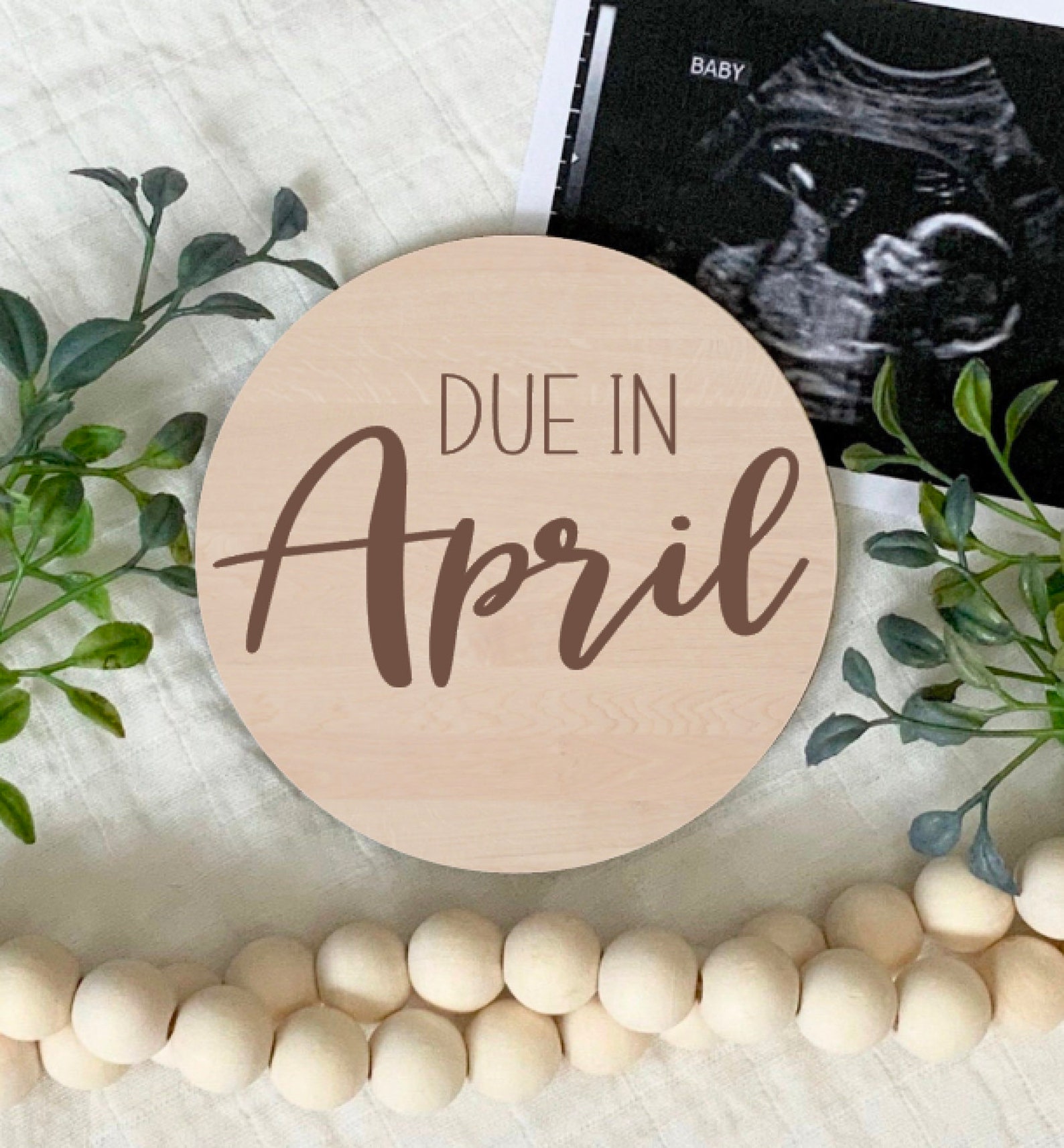 Pregnancy Announcement Sign Due in April Due Date Birth Etsy
