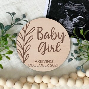 Baby Girl, Pregnancy Announcement Sign, New Baby, Coming Soon, Maternity Photo Prop, Laser Engraved Wood Signs, Personalized Wood Sign