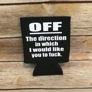 NSFW Adult Humor Off Definition Funny Insulated Can Cooler Beverage Holder Drink Hugger Black White