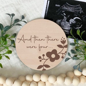 And Then There Were Four, Pregnancy Announcement, Engraved Wood Sign, Pregnancy Announcement Photo Prop, New Baby Announcement
